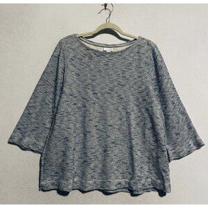 J Jill Pure Jill Sweater Womens Large Heathered Blue Space Dye Boat Neck Boxy